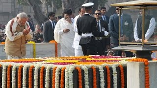 Watch PM Modi pays homage at the Samadhi of Mahatma Gandhi on the occasion of Martyr's Day, at Rajghat Video