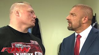 Watch Brock Lesnar and Triple H cross paths in a tense backstage encounter: WWE Raw, February 1, 2016 Video