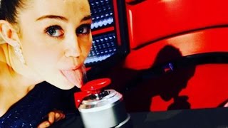 Watch Miley Cyrus and Her Tongue Head to "The Voice" Video