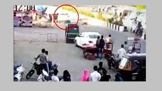 Watch CCTV footage shows Surat man hit a biker Video