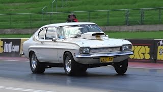 Watch GAS GT AFFORDABLE RACING PARTS CAPRI 10.20 @ 133 MPH SYDNEY DRAGWAY Video
