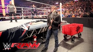Watch Dean Ambrose interrupts Brock Lesnar & Paul Heyman to pick some 'Mania essentials: Raw, Mar 28, 2016 Video