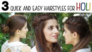 Watch 3 Quick And Easy Hairstyles For Holi - 1 Minute Heatless Hairstyles Video