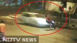 Watch Mercedes hit-and-run on camera: 32-year-old ran but couldn't get away Video