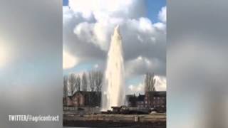 Watch Spectacular Huge GEYSER Spraying water 120ft inthe air on building site in Halewood, Mersyeside Video
