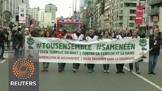 Watch Thousands march against hatred and violence in Brussels Video