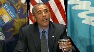 Watch Obama Drinks Filtered Flint Water in Michigan Video