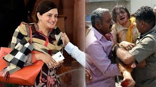 Watch BJP MP Poonamben Madam falls into 10 feet drain, rushed to hospital Video
