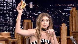 Watch Gigi Hadid DEVOURS A Cheeseburger On Jimmy Fallon; Talks Zayn Malik & 21st Birthday Video
