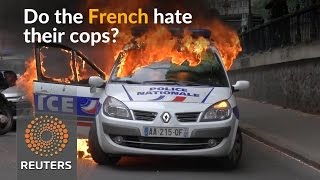 Watch French protesters burn police car as police stage protest against recent violence Video