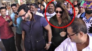 Watch VIDEO Kareena Kapoor MOBBED With Saif Ali Khan At Mumbai International Airport Video