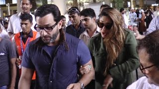 Watch Kareena Kapoor & Saif Ali Khan MOBBED at Mumbai Airport Video