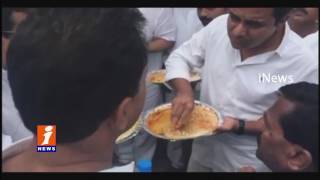Watch IT Minister KTR Eats GHMC 5 Rupees Meals On City Road | iNews Video