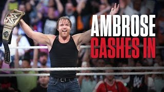 Watch Dean Ambrose wins the WWE World Heavyweight Title at WWE Money in the Bank Video