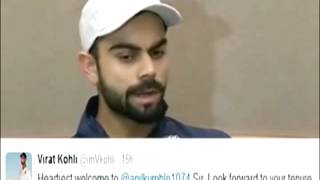 Watch VIRAT KOHLI AND SEHWAG WELCOME TO ANIL KUMBLE AS INDIA COACH Video