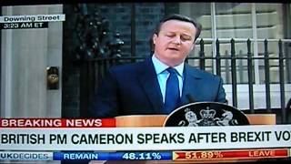 Watch British Prime Minister David Cameron Resigning After UK Votes To Leave The EU, BREXIT Results Video
