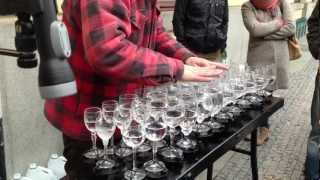 Watch Street artist playing Hallelujah with crystal glasses Video
