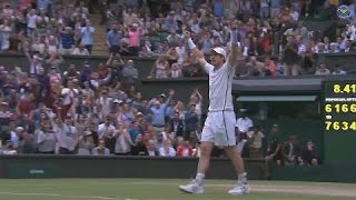Watch Murray celebrates thrilling five-set win over Tsonga Video