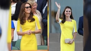 Watch Kate Middleton Wows at Wimbledon in a Recycled Yellow Dress -- and Meets Serena Williams! Video