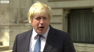 Watch UK Foreign Secretary Boris Johnson on his first day in the job. Video