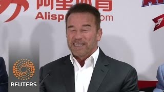 Watch Schwarzenegger launches sports convention in Hong Kong Video
