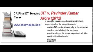 Watch CA Fial Direct Taxes Selected case part 8 Nov2015 Video