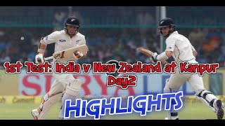 Watch India vs New Zealand 1st Test Day 2 at Kanpur match highlights Video