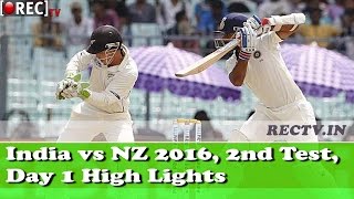 Watch India vs Newzealand 2016 2nd Test Day 1 Highlights - latest sports news updates Video