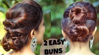Watch 2 QUICK & EASY Indian Bun Hairstyles For Medium/Long Hair For Saree/Lehenga/No Teasing,No Hairspray Video