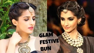 Watch Sonam Kapoor's EASY Bun Hairstyle For Party/Wedding/Festival- Celebrity Hairstyles-Indian Hairstyles Video