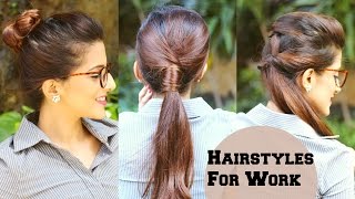 Watch 3 QUICK Everyday Hairstyles For Work, Office, College / No Teasing, No Hairspray / Indian Hairstyles Video