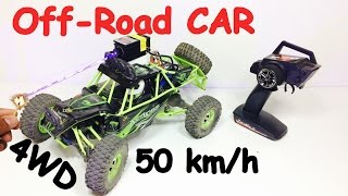 Watch Off Road RC CAR 50 km/h speed 4 wheel drive 1/12 scale Video
