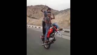 Watch stunt maniacs desi boys on a stunt ride single tyre bike stunt Video