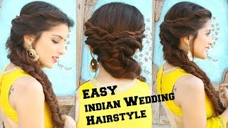 Watch EASY Hairstyle For Indian Wedding Occasions For Medium, Long Hair/ Indian Party Heatless Hairstyle Video