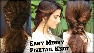 Watch EASY Everyday Messy Fishtail Ponytail For School, College, Work/ Deepika Padukone/ Indian Hairstyles Video