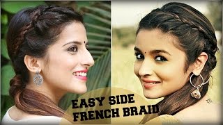 Watch CUTE & EASY Everyday Side French Braid Ponytail With a Trick For School, College, Work Alia Bhatt Video