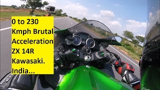 Watch 0 to 230 Kmph Brutal Acceleration ZX 14R Kawasaki. India, Hyderabad. Video