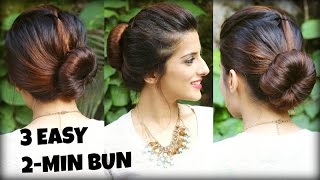 Watch 3 EASY Bun Hairstyles for THIN/LONG Hair Using a Bun Maker For College, Work / Perfect Bun Tutorial Video