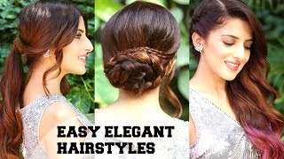 Watch 3 EASY Elegant New Years Eve Hairstyles / Indian Party Hairstyles For Medium To Long Hair Video