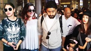 Watch Bollywood Celebs Spotted At Airport - Aishwarya Rai, Anushka Sharma, Urvashi Rautela, Abhishek Video
