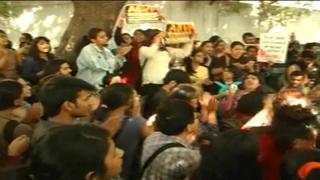 Watch Protests against ABVP, police after Ramjas violence Video