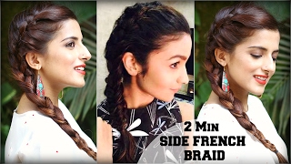 Watch 2 Min EASY Everyday Side French Plait For School, College, Work / Alia Bhatt / Indian Hairstyles Video
