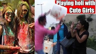 Watch Playing holi with Cute Girls Holi Prank in India 2017 Unglibaaz Video