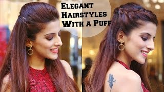Watch 2 Min ELEGANT Hairstyles With A Puff For A Cocktail Party - Hairstyles For Indian Wedding Occasions Video