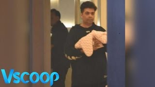 Watch Karan Johar Enters Home Carrying Baby Roohi & Yash In His Arms #Vscoop Video