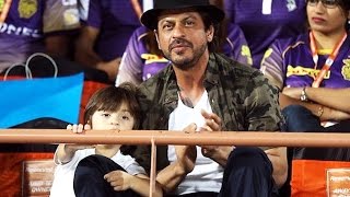 Watch Shahrukh Khan & CUTE AbRam Watches KKR Match In Rajkot - IPL 2017 Video