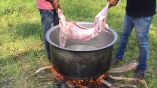 Watch Cooking a 7 KG Goat in My Village - Cooking Mutton Kulambu Using a Traditional Meat Tenderizer Video