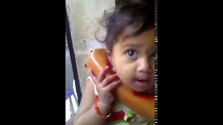 Watch baby talk on phone in marathi funny video Video