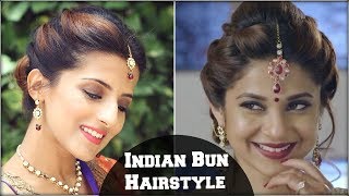 Watch Beyhadh- Jennifer Winget's Easy Bun Hairstyle for Indian Wedding Occasion & Parties For Medium Hair Video