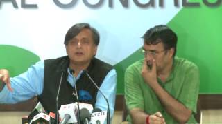 Watch AICC Press Briefing By Shashi Tharoor at Congress HQ, Aug 1, 2017 Video